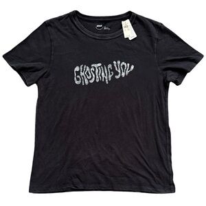 NWT Aerie “Ghosting You” Graphic Tee – Washed Black, Size M